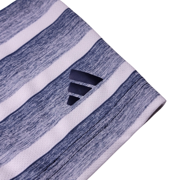 Adidas Collegiate Navy & White Striped Performance Golf Polo Shirt L - Picture 6 of 7